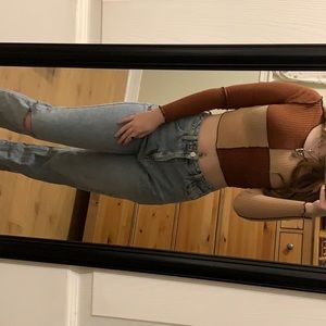 Shein monochromatic brown/tan long sleeve crop top